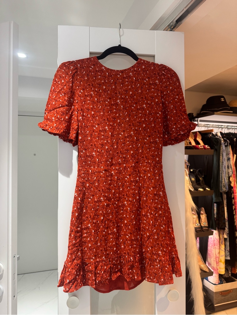 Reformation Rust Red Floral Midi Dress